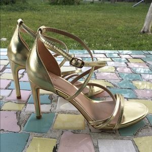 A New Day gold strappy sandal heels